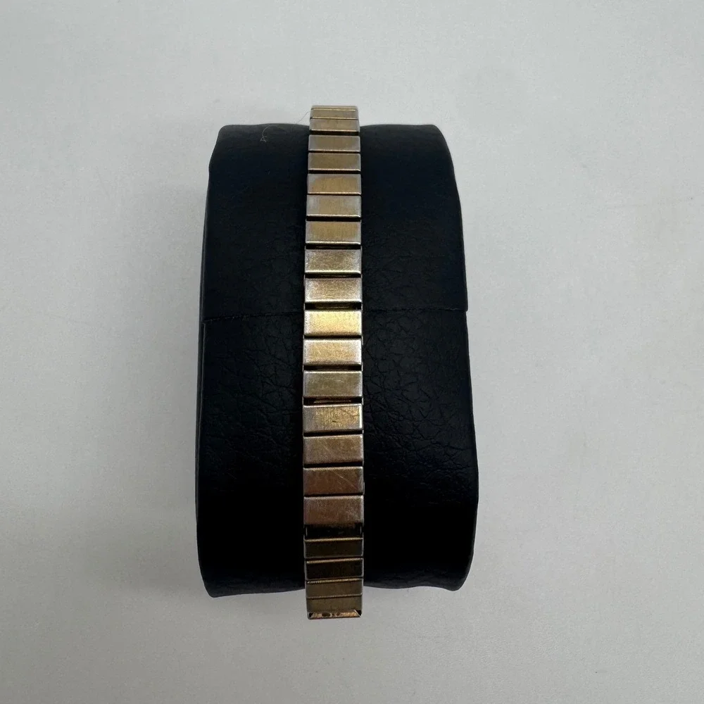 Vintage Timex Quartz Watch Gold Tone Cushion Case Expansion Band needs bat